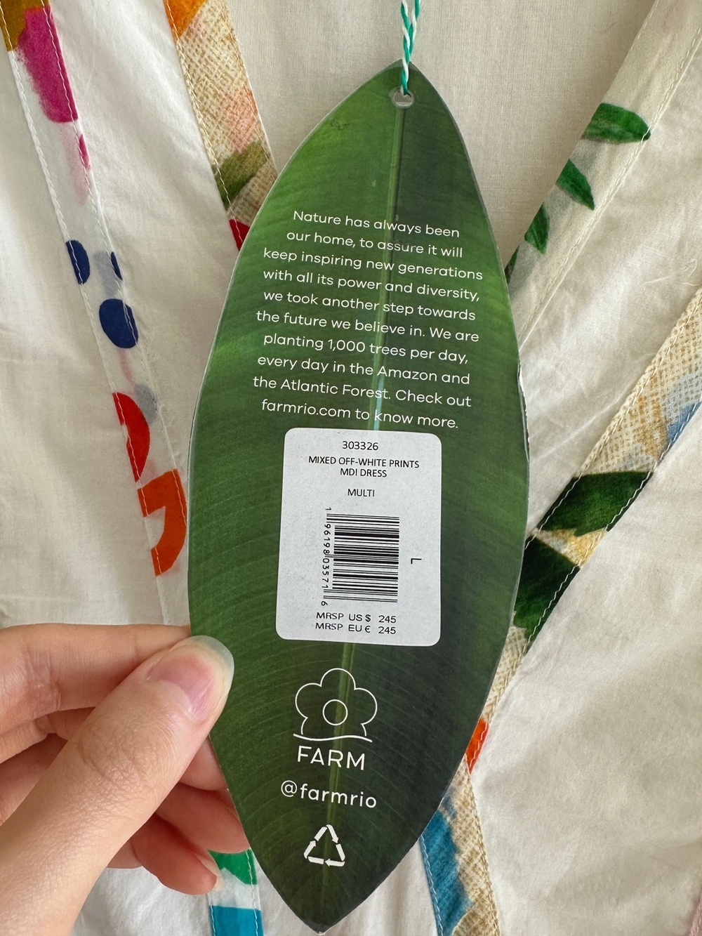 Farm Rio Mixed Off-White Prints Midi Dress, Size Large, NWT - Picture 10 of 16